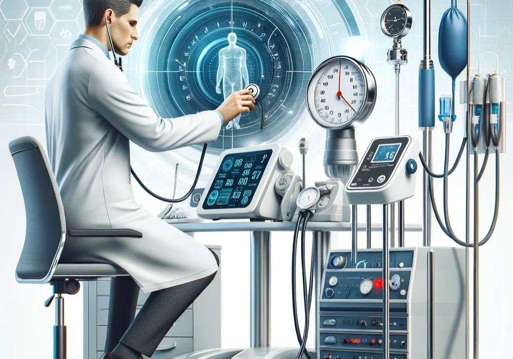 DALL·E 2024-05-30 18.06.12 - A professional and realistic image depicting in-house diagnostics. Show a modern medical diagnostic setup with equipment such as a blood pressure moni